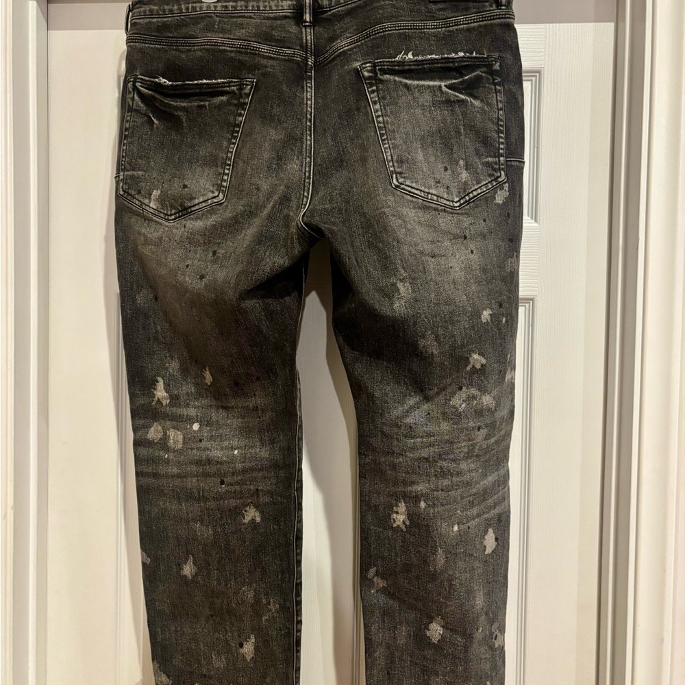 Purple Brand Men's Distressed Gray/Black Jeans - 40x32 - Picture 2 of 3